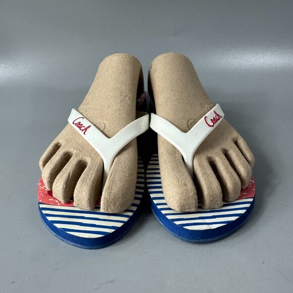 Authentic Coach Kali Jelly/Popular Nautical Striped Sz. 7B Flip Flops - Picture 4 of 11